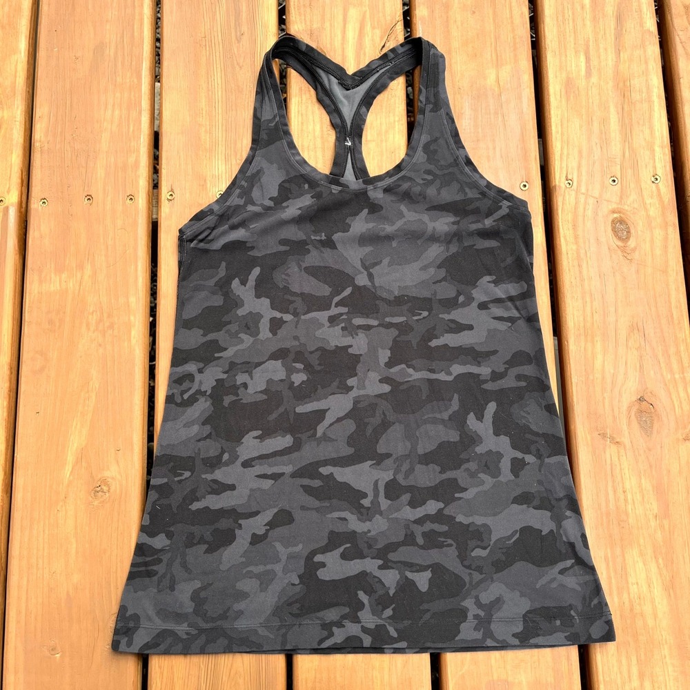 Lululemon Tank Top Black Gray Camo Cool Racerback Nulu Estimated Medium